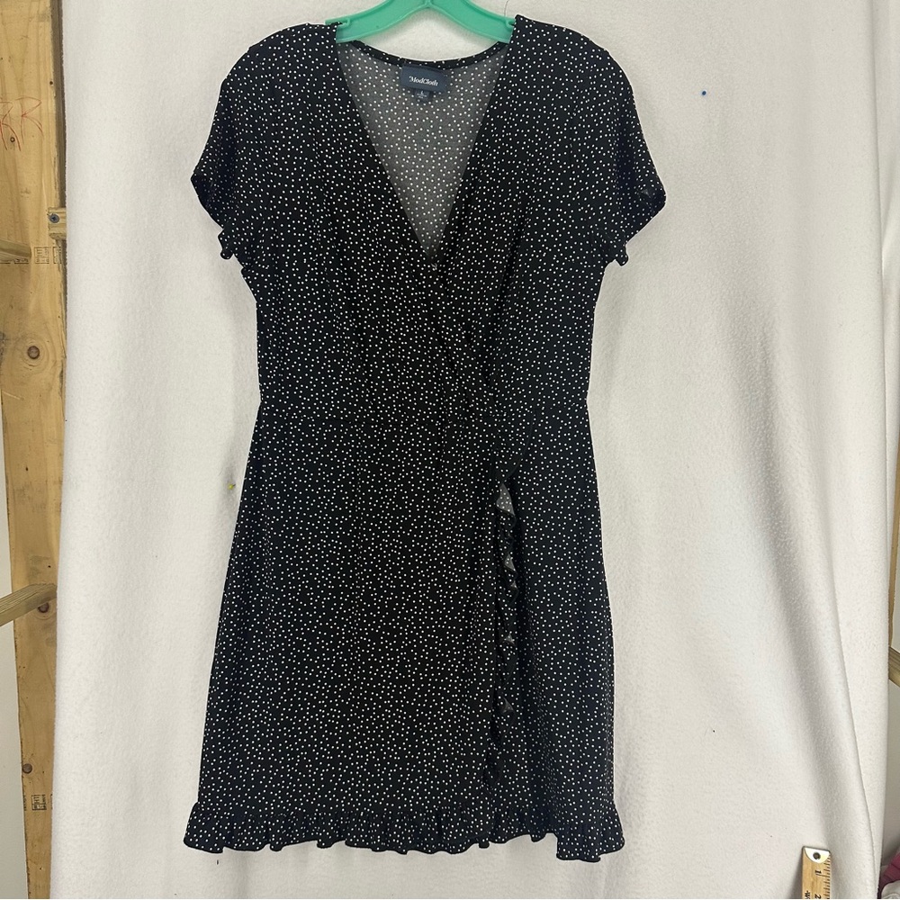 ModCloth Black Polka Dot Mini Wrap Dress